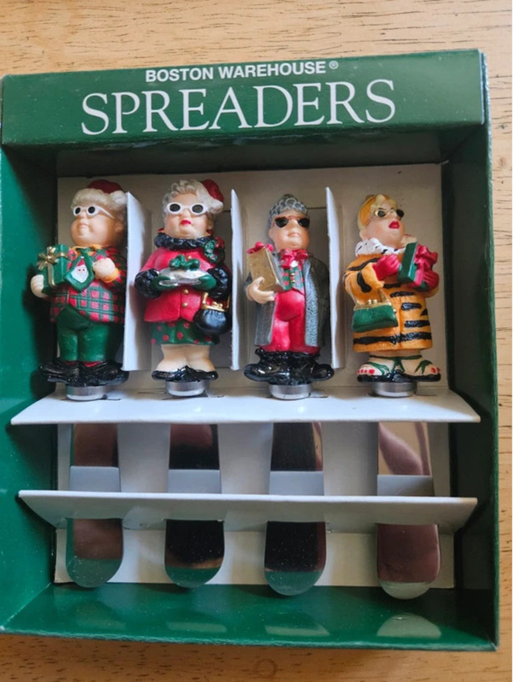 Vintage 1999 Boston Warehouse Holiday Folk Spreaders Set 4 Christmas 12-617